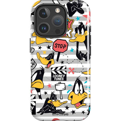 Looney Tunes Daffy Duck Striped Patches iPhone 16 Pro Magsafe Impact Case